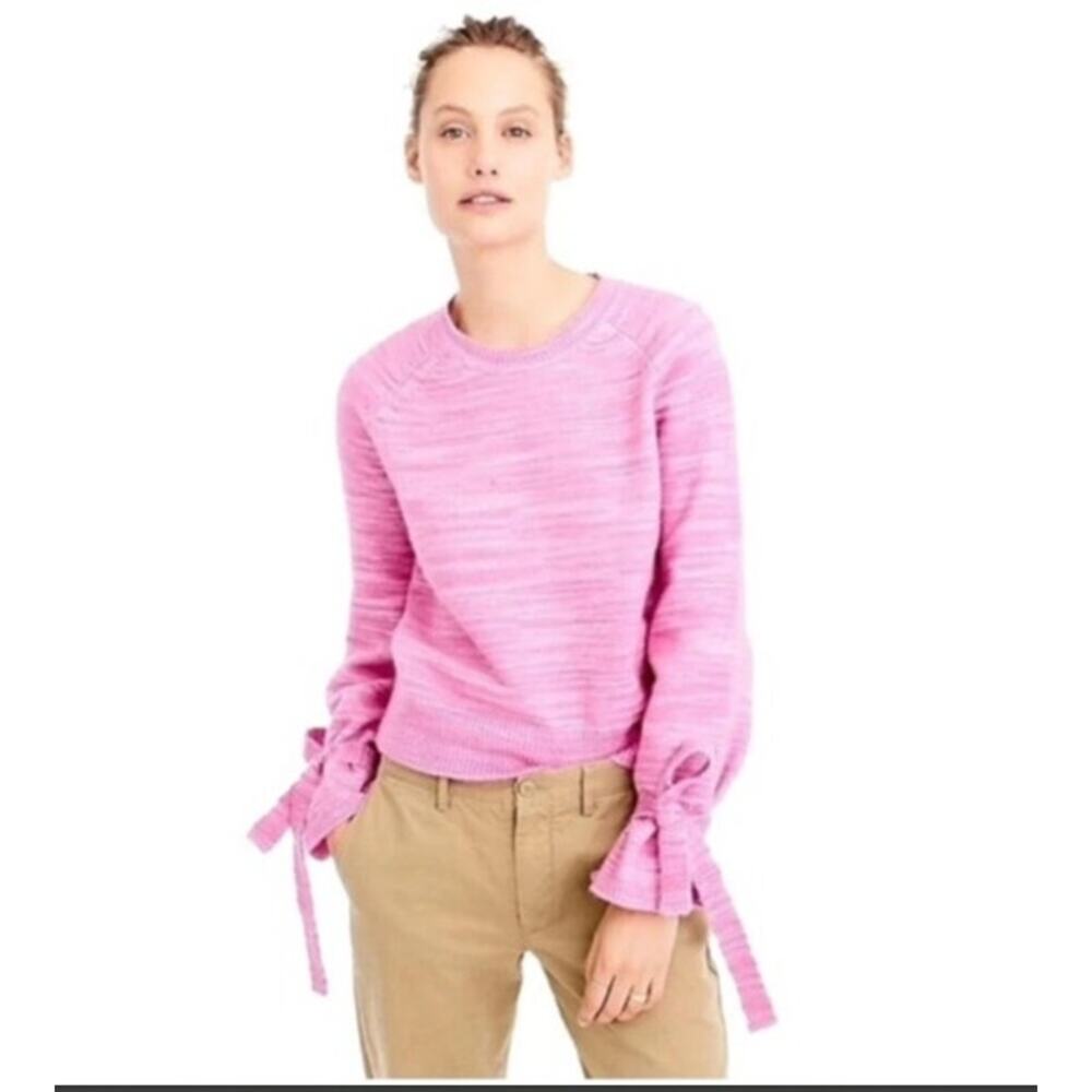 J. Crew Women's Pink Marled Alpaca Knit Tie Sleeve Sweater Size‎ XS